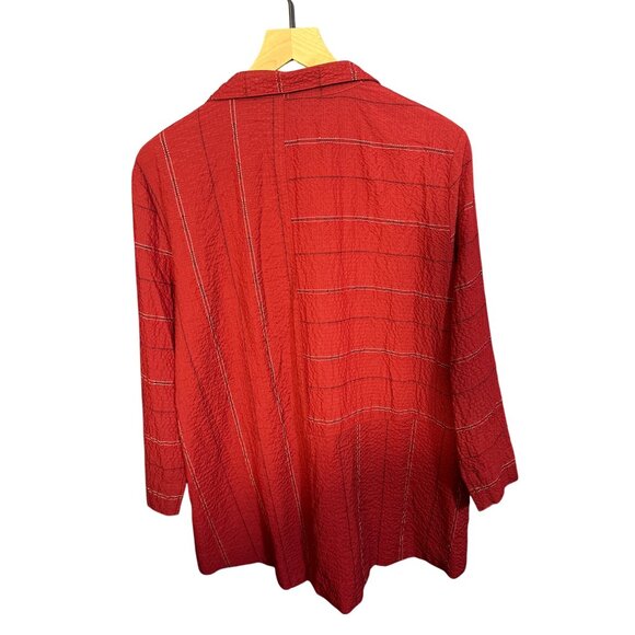 Ali Miles Red Textured Button-Front Lagenlook Jacket M 1% Spandex Womens Apparel - Picture 4 of 4